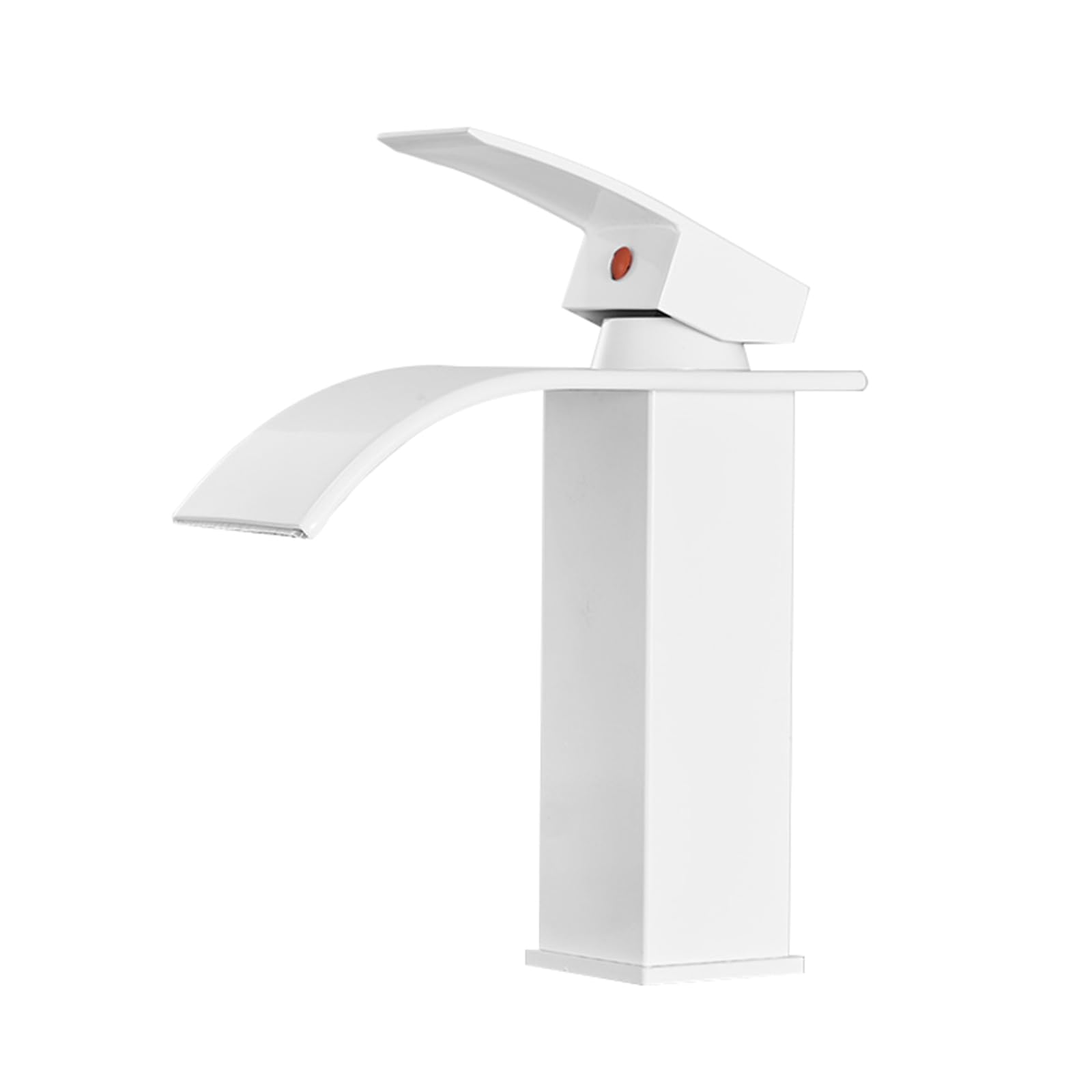 HCFYAUIS Waterfall Taps for Bathroom Basin, Single Hole Ultra Thin Basin Taps Mixers, Hot and Cold Bathroom Mixer Tap,White,Short
