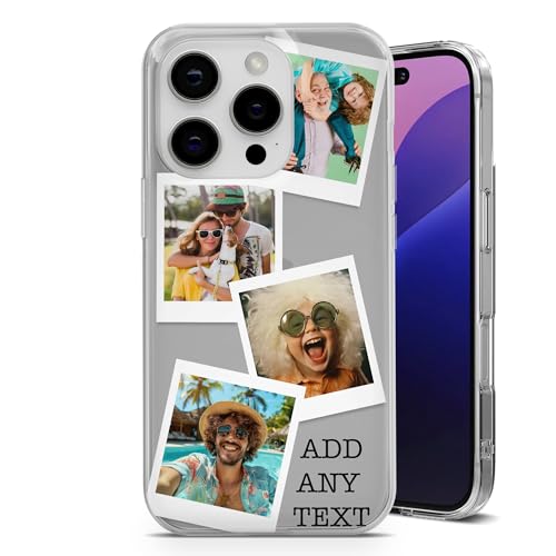 AMAZING Étui Personnalisé pour iPhone 14 Pro - Coque Flexible en TPU - Personnalisez Votre Case avec Images, Photos, Texte - Design Style Polaroid - 4