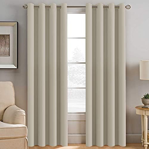 H.VERSAILTEX Ivory Curtains for Bedroom Window Treatment Blackout Thermal Insulated Room Darkening Solid Grommet Curtains/Drapes for Living Room (Set of 2 Panels, 52 by 84 Inch Long, Ivory/Cream)