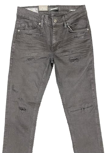 M.Society - Mens Stretch Skinny Fit Jet Black Jeans (MS-80336)2