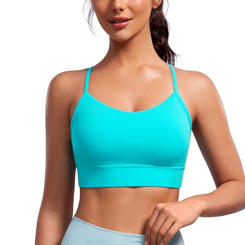 Image of CRZ YOGA Butterluxe Y Back U Neck Sports Bra | Light Support, Removable Pads, Yoga, Extremely Soft, Longline, for Women