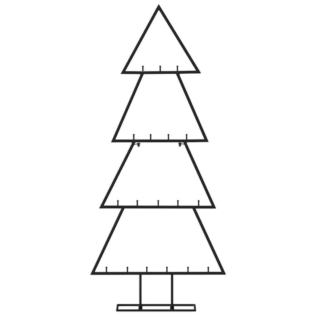 Sapin de Noël en métal noir 90 cm avec 18 crochets - En acier revêtu par pulvérisation - Design moderne pour boules de Noël et guirlandes lumineuses - Peu encombrant