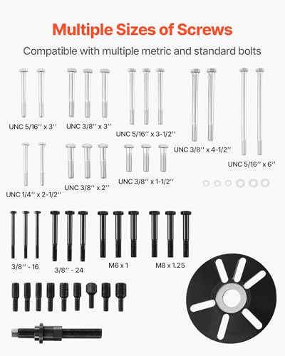 Image of VEVOR Harmonic Balancer Puller Removal & Install Tool Kit, All-Steel Harmonic Balancer Installer Set Tool Kit for Removing and Installing of Balancers, Flywheels, Crankshaft Pulleys, Steering Wheels