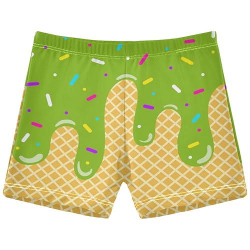 Boys Swim Trunks Quick Dry Bathing Suit Tree Green Ice Cream Melt Toddler Swim Shorts Boardshorts Swimwear 3-10