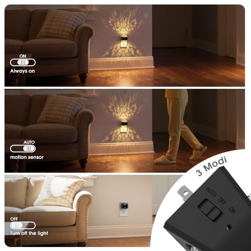 Image of JandCase Motion Sensor Night Light, Star Projector Night Light with 180 Rotatable Plug, 3 Color Temperatures, Automatic Galaxy Nightlight Plug in with Light Sensor for Bathroom Hallway Room Decor