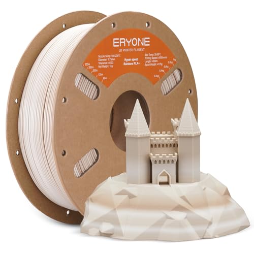 Image of ERYONE High Speed Rainbow PLA Plus Filament 3D Printer Filament 1.75mm + /- 0.03mm, Multicolor Rapid PLA Filament 1KG Cardboard Spool(2.2LBS), Rock Rainbow