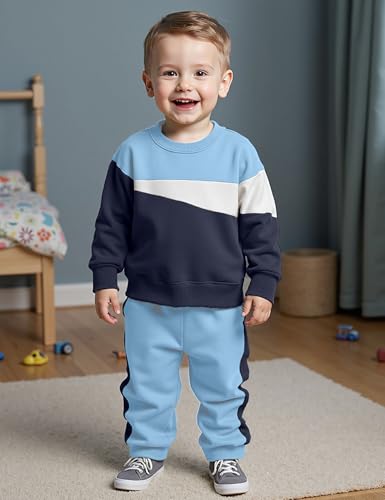 Image of Toddler Boy Clothes Long Sleeve Hoodie Sweatsuits Tops and Pants 2Pcs Boys Fall Winter Outfits Set
