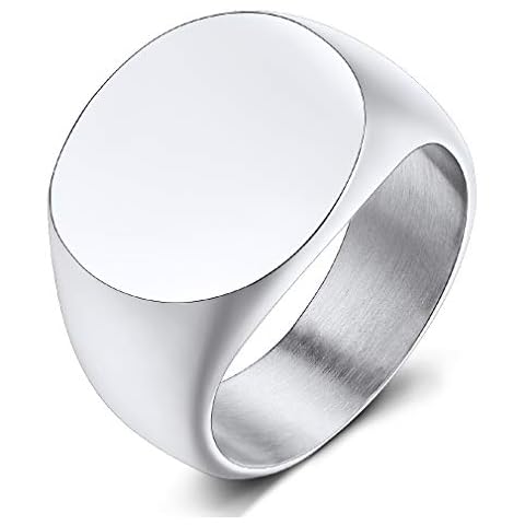 Custom4U Anillo Plateado de Acero Inoxidable para Jóvenes Cover