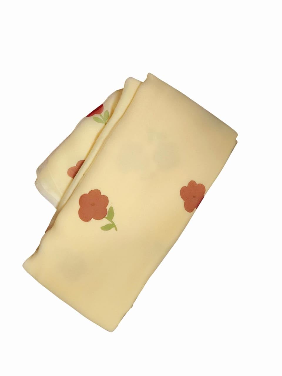 Eastern Textile IndiaFloral Print Chiffon Saree, yellow with Red Flowers