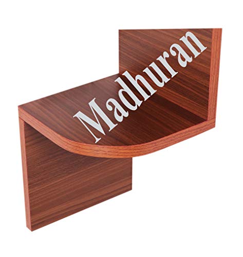 Image of Madhuran Zigzag Engineered Wood Wall Mounted Corner Shelf Unit Tiers 5 (Matte,Teak Finish) Ladder Organiser Pooja Soap Wooden Self Triangle Utility Storage Zig Zag Racks