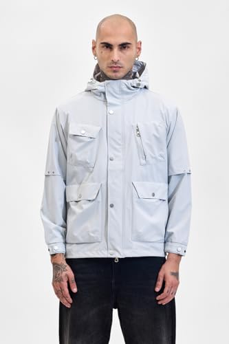 Image of SNITCH Men Casual Jacket | Relaxed Fit High Neck Full Sleeve Solid Pattern | 100% Polyester Durable & Comfortable Machine Washable Jacket