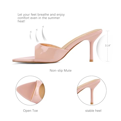 Image of QIV Leopard Kitten Heels Pointed Toe Mule Heels for Women Open Toe Kitten Heel for Party Dressy Wedding