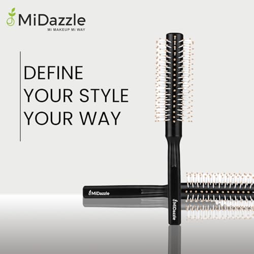 Image of Midazzle Round Hair Brush | Men and Women | For Adding Curls, Volume, Waves, Quick Blowout, Straightening, Curling, Drying, Volumizing Hairs & Scalp Massage | Hair Roller Brush for Hair Styling (MIHB0041)