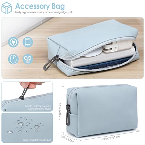 Hyzuo 13.3-14 Inch Laptop Sleeve Compatible With Macbook Pro 14 2021 2022 M1 Pro/Max A2442, Macbook Air 13 Inch 2010-2017, Faux Suede Leather Case With Accessory Bag, Pale Blue #TOP5