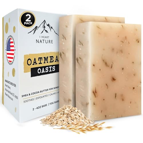 iHeart Gentle Moisture Oatmeal Eczema Soap (2 Packs) with Olive Oil and Shea Butter - Hydrating,...