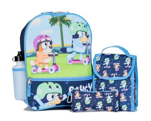 Kids Disney Bluey and Bingo Backpack with Lunch bag and Accessories Set, Navy
