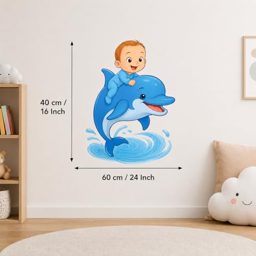 Sticker de pared infantil delfín decorativo 24x16 pulg miniatura 3