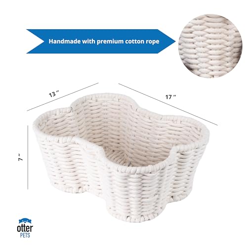 OtterPets Dog Toy Basket, Handmade Dog Toy Bin, Bone Shaped Pet Organizer, Cat Storage Box (Cotton Rope, 17x13in) - Image 3