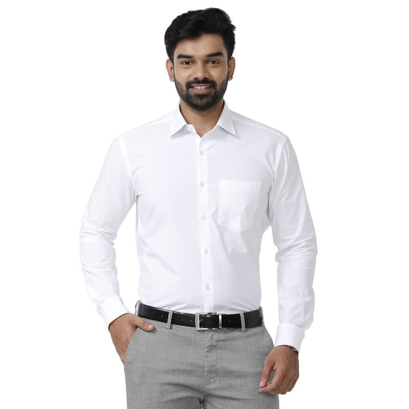 UATHAYAM White Beauty Slim Fit Office Formal Shirts for Man, Full...