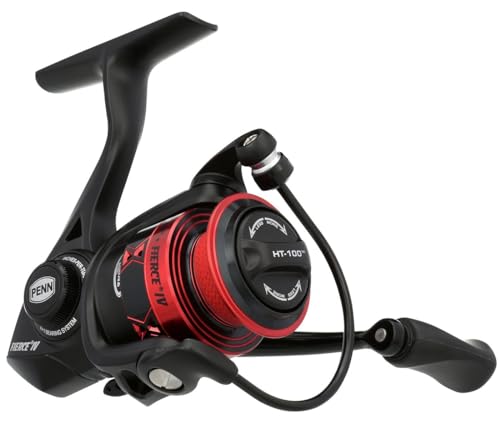 PENN Fierce IV Spinning, Carrete de Pesca, carretes giratorios, Pesca en mar - Costa, Pesca en el mar versátil para Barco, Kayak, Orilla, Jigging, Surf y Uso Completo, Unisex, Negro/Rojo, 1000