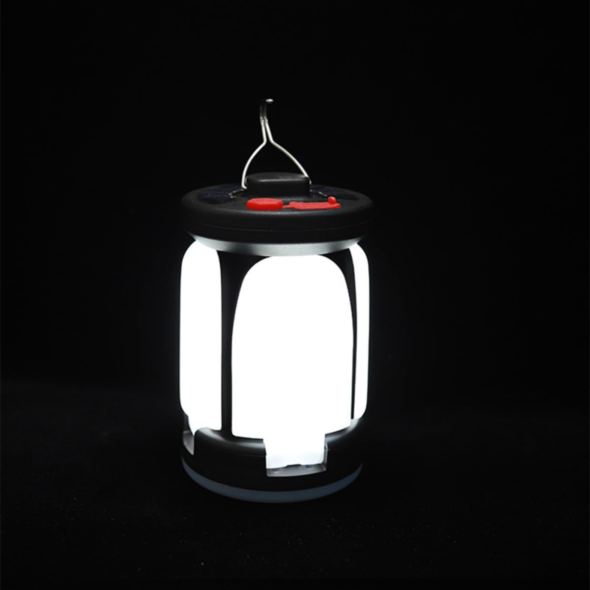 CHILDWEET Lámpara Solar LED para Tienda de Campaña Gancho, Carga Solar y Usb, Luz de Emergencia para Camping y Mercados Nocturnos, Material Abs Negro