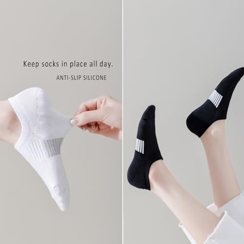 Image of EPEIUS Thick No Show Socks for Women Athletic Ankle Socks Cushioned Running Low Cut Non Slip Footies 3 /6 Pairs