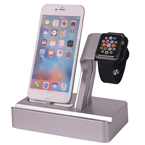 JinSun Ultralight Apple Products 4 in 1 Bracket, Apple Watch Stand, iPhone Charging Stand, ABS Dock Holder Station for Apple Watch & Docking Station Cradle Bracket for iPod iPhone iPad