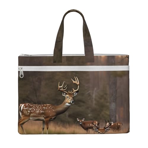 gvndaa Bolsa de lona con estampado de caza de ciervos, para hombres y mujeres, gran capacidad, almacenamiento de documentos, oficina, compras