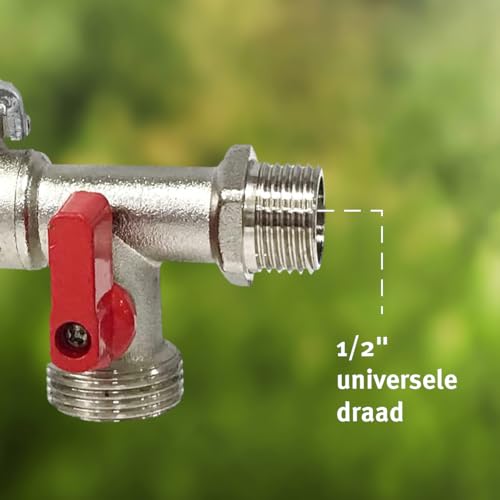 Aqua Control - Tuinkraan - Dubbele uitlaat 1/2'' en 3/4' - Gemaakt van messing - Messing fitting Compatibel met alle irrigatieaccessoires - Afbeelding 6