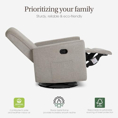 Image of Evolur Raleigh Plus Nursery Glider Recliner, GREENGUARD Gold, Warm Sand