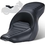 MoKitDora One-Piece Softail Driver Passenger Seat for Harley 2018-Later Harley Low Rider FXLR FXLRS FXLRST and Sport Glide FLSB Models, Stripes Stitched