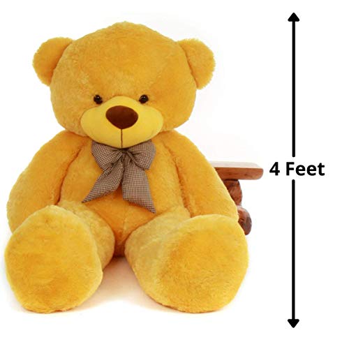 Image of Giant Teddy Bear 4 Feet - Soft Plush Stuffed Toy for Kids & Girlfriend, Soft Toy for Kids - Birthday Gift for Girls, Plush Toy Big Cuddly Hugging Bear, Gifts for Valentine's Day (Yellow)