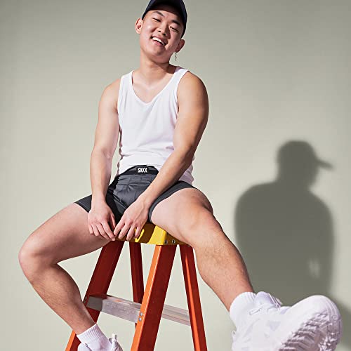 Saxx Underwear Men's Boxer Briefs – Sport Mesh Men’s Underwear – Boxer Briefs With Built-In Ballpark Pouch Support – Workout Boxer Briefs, Pack Of 2,Black/Graphite, Medium #TOP1