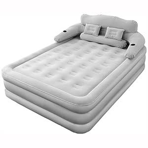 King Air Mattress Inflatable Sofa Bed with Adjustable Backrest Flocking Airbed,Blow Up Couch for Camping,Bedroom Overnight