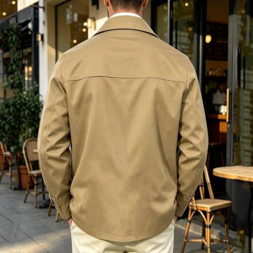 Mens Trench Coat Single Breasted Jacket Notch Lapel Windbreaker Overcoat - image 5