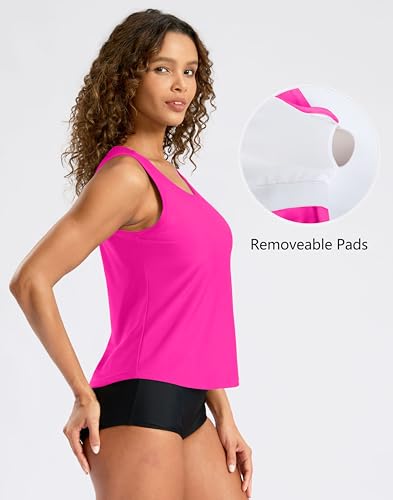 Image of G Gradual Tankini Tops for Women High Neck Swimsuits Swim Top Modest Bathing Suit Swimwear Tank Top only No Bottom