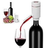 Vin Fresco Electric Wine Dispenser and Red Wine Aerator - One Button Electric Wine Aerator - Built in Wine Pourer Spout Aerator - Pumps and Dispenses Wine, Fits Most Bottles (White & Rose Gold)