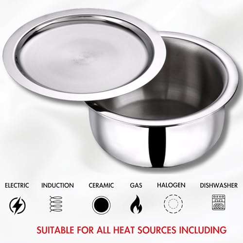 Vinod Platinum Triply Stainless Steel Tope with Lid - 1 Litre, 14 cm | Boiling Tope for Kitchen | Multipurpose Steel | Induction & Gas Base | 5... - Image 6
