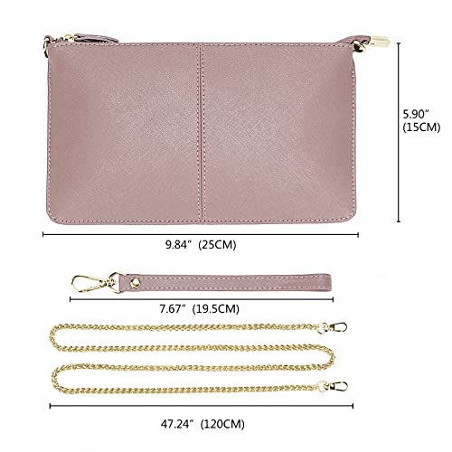 Image of Uromee Genuine Leather Wristlet Wallet Clutch Purses with Detachable Chain
