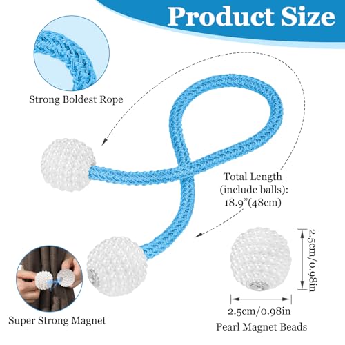 Image of 2Pack Magnetic Curtain Tiebacks, Curtain Tiebacks Buckles Holdbacks Holder Hooks Clip,Decorative Drape Handmade Curtain Tie Back(Blue)