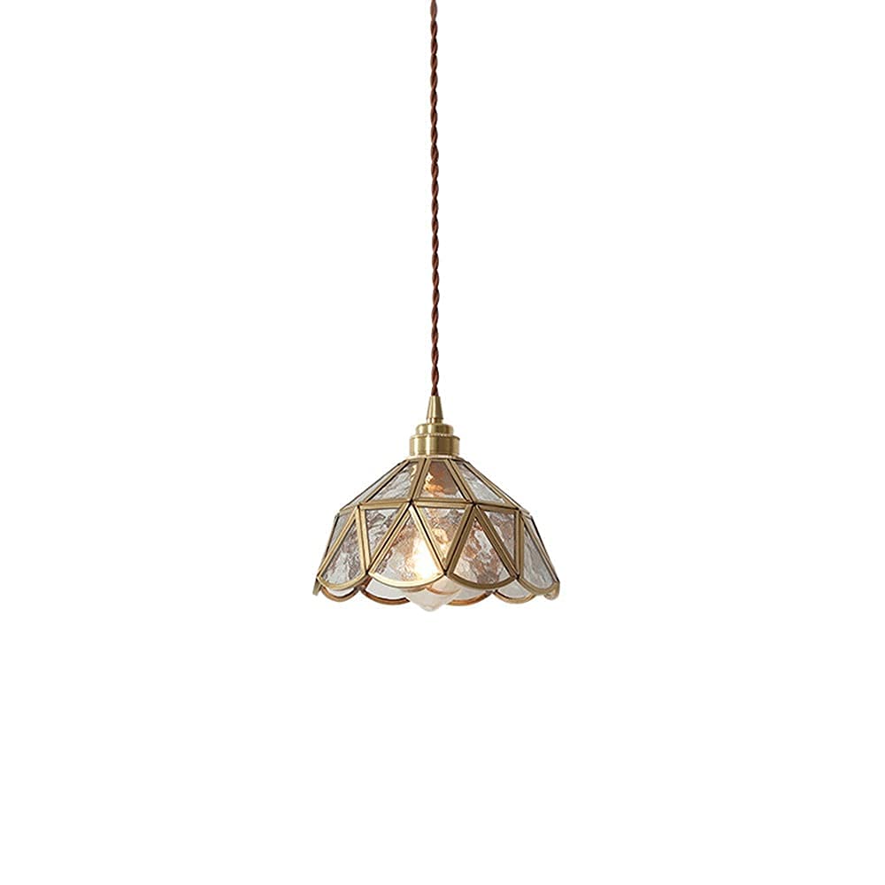 Lámpara colgante de cristal transparente con forma de diamante y metal