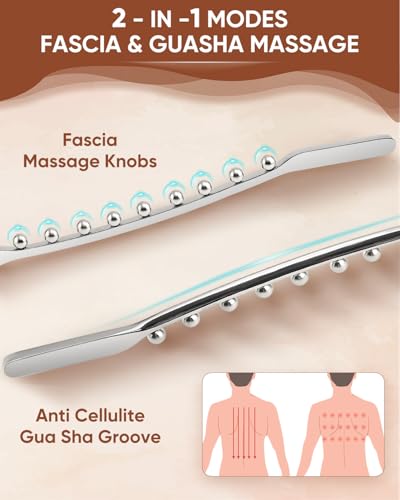 ONUEMP Stainless Steel Gua Sha Stick, Lymphatic Drainage Massager Cellulite Remover, Pressure Point Muscle Scraper Tool, Maderoterapia Kit for Body Sculpting, Fascia Massage, Myofascial Release