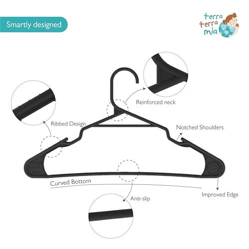 Image of 12 PCS Clothes Hangers, Non Slip Premium Wardrobe Plastic Hangers for Wardrobe Closet Organizer, Garment Storage Hanger for Saree, Shirts & Dresses