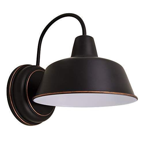 Design House 588269 Mason Industrial Modern 1 Indoor/Outdoor Wall Mount Light with Metal Shade for Porch Entryway Barn, LED / 8 in, Oil Rubbed Bronze