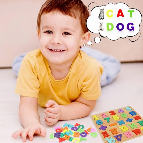 2 Pack Wooden Puzzles, Toddlers Alphabet Number Puzzles, ABC Learning Toys for Kids Ages 3-5, Preschool Learning Activities Gift Set for Boys & Girls - Image 6