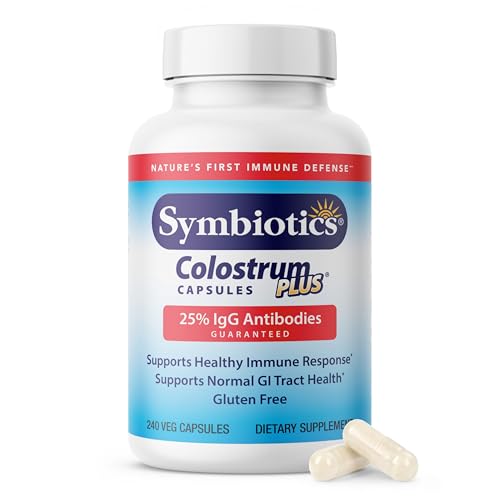 Symbiotics Colostrum 240ct Vegetable Capsules - Immunity Support - Lactoferrin Supplement & Colostrum Protein with Immunoglobulin - 25% lgG Antibodies - Gluten Free