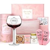 60th Birthday Gifts for Women - 60 Year Old Birthday Gifts for Women with Vintage 1965 Wine Glass Cool 60th Birthday Decorations for Woman Happy Birthday Gifts for Woman, Mom, Grandma, Sister