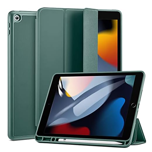 ESR iPad 8:e generationens fodral/iPad 7:e generationens fodral med pennhållare, iPad 10.2-skal [trippelvisningsstativ] [Automatisk sov-/vakningsskydd] Rebound-serien – skogsgrön