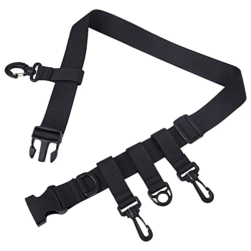 Ceinture de Wading de Pêche, FINELYCR 82-158cm Sangles D'échassier Réglable, Noire Ceinture de Taille de Pêche, avec 3 Crochets et 2 Boucles, Solide et Léger, Pratique et Pratique Cover