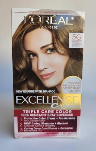 Image of L'Oreal Paris Excellence Creme Haircolor, Medium Golden Brown [5G] 1 ea (Pack of 2)